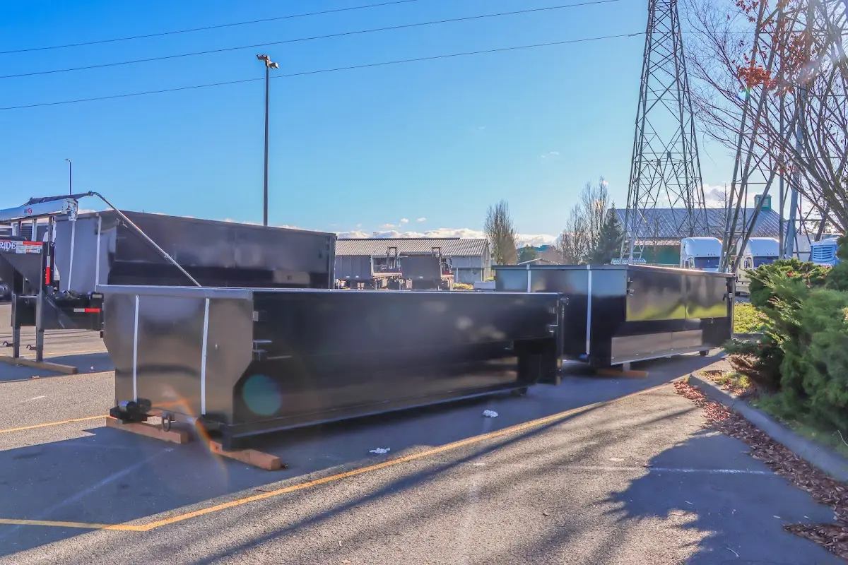 Roll-off dumpster ready for waste disposal at job site for Construction Dumpster Rental in Pequea